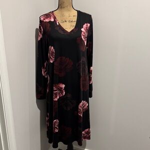 LuLaRoe Black Dress with Pink Floral Design